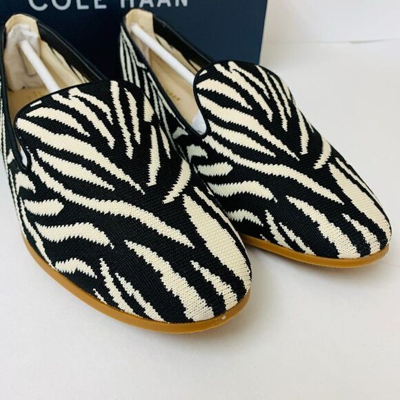 Cole Haan Modern Classics Slip on Flats Loafer Sz 5.5B in Zebra Print Knit - Picture 4 of 12